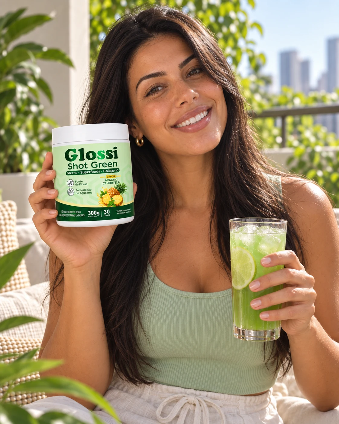 Cena ilustrativa com Glossi abacaxi com hortelã